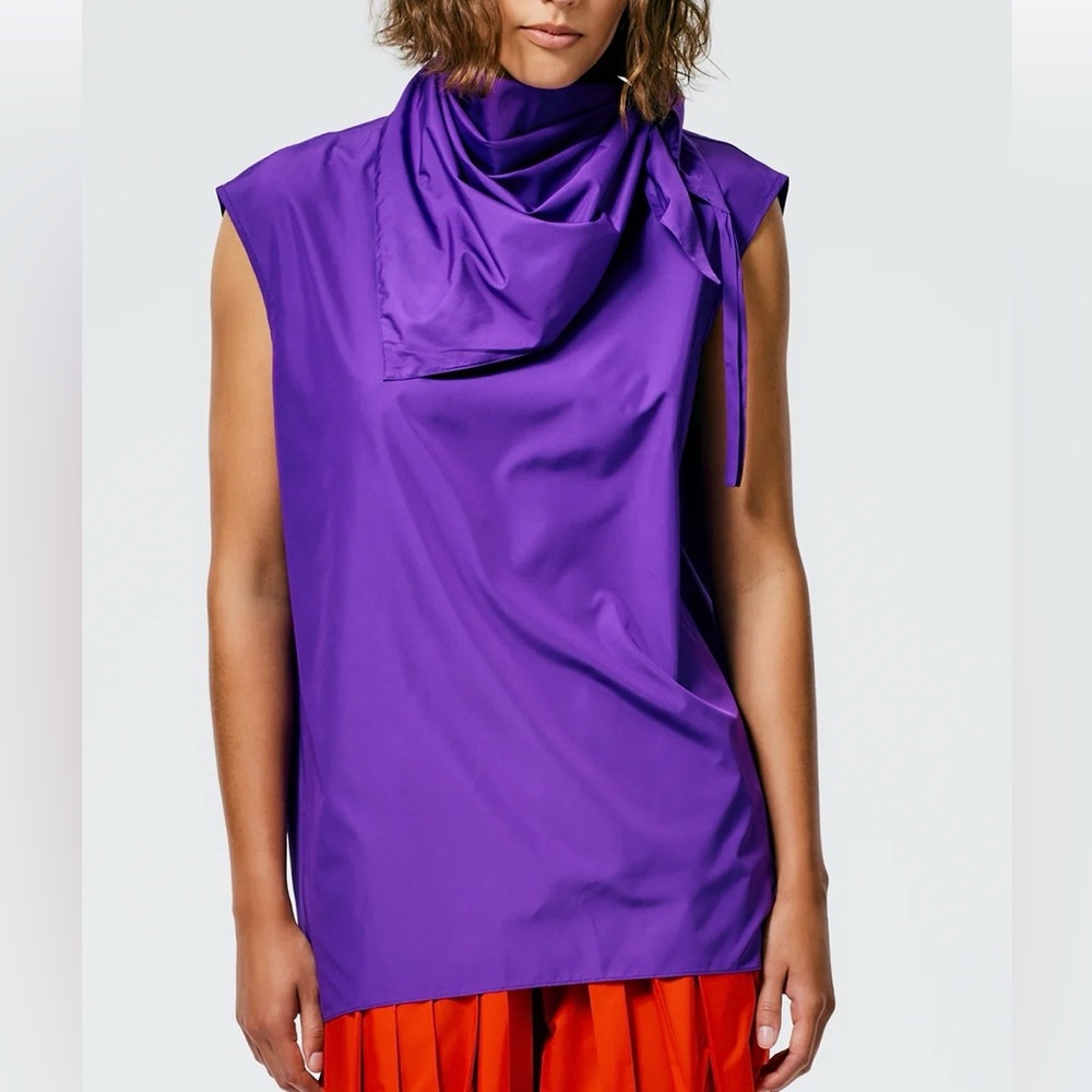 Tibi Italian Nylon Sleeveless Cocoon Top